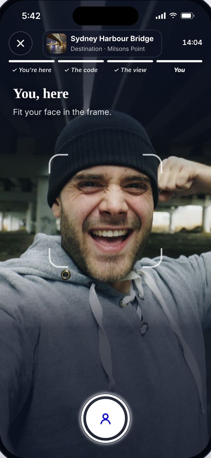 The Didge app taking the selfie